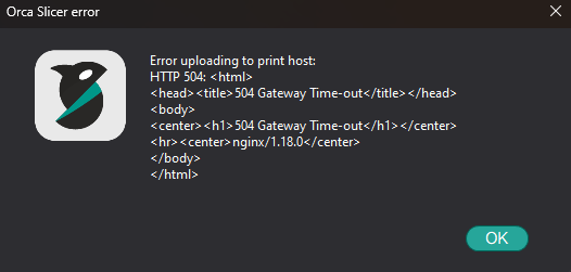 Orcaslicer timeout error